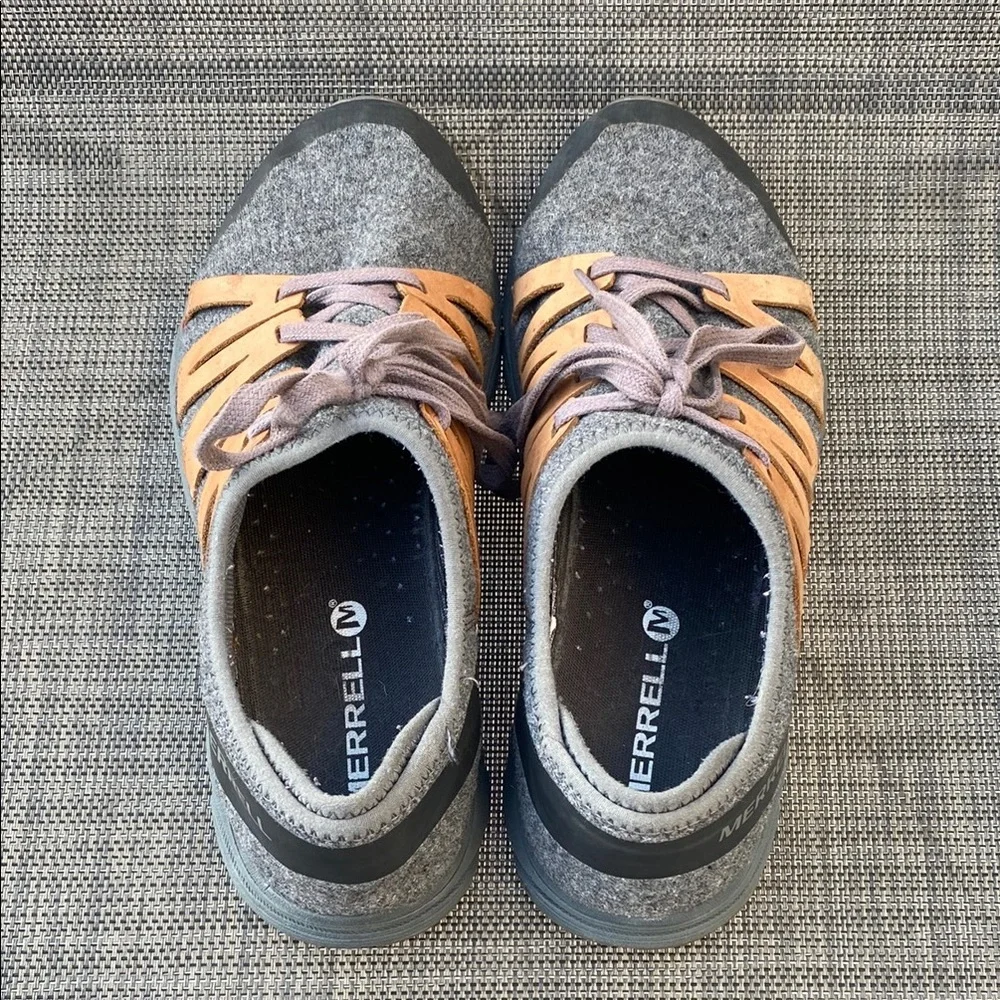 Merrell Riveter Gray and Tan Casual Wool Sneakers Women Size 7.5 - Picture 5 of 16